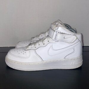 Nike Air Force 1 Mid LE Sneakers (GS) - Triple White - Size 4Y